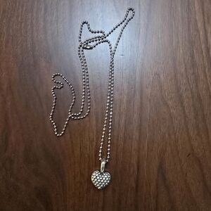 Lagos Silver Caviar Beaded Heart Pendant Necklace